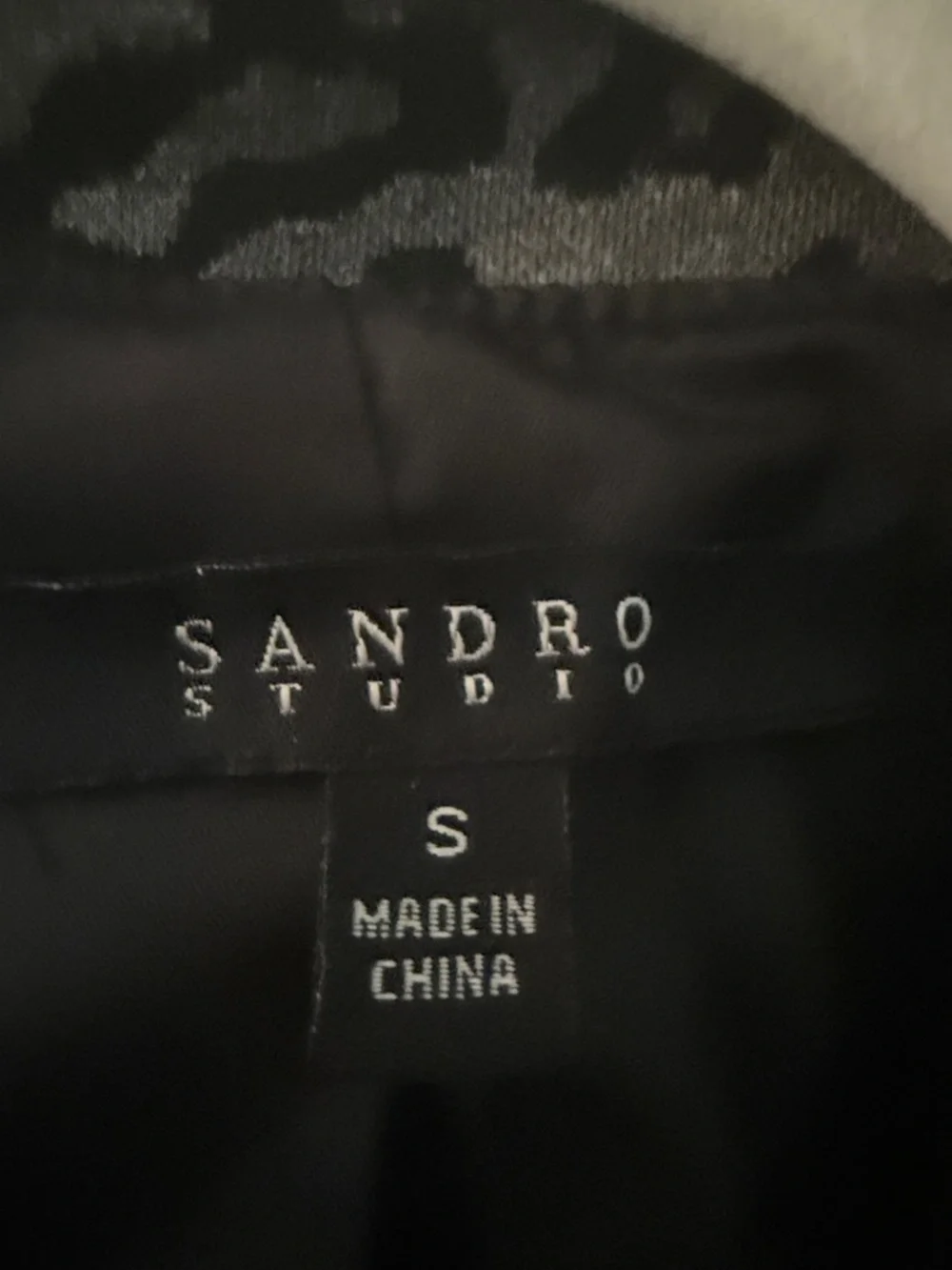 Sandro Gray and Black Leopard Print Ruffle Jacket - Picture 4 of 4